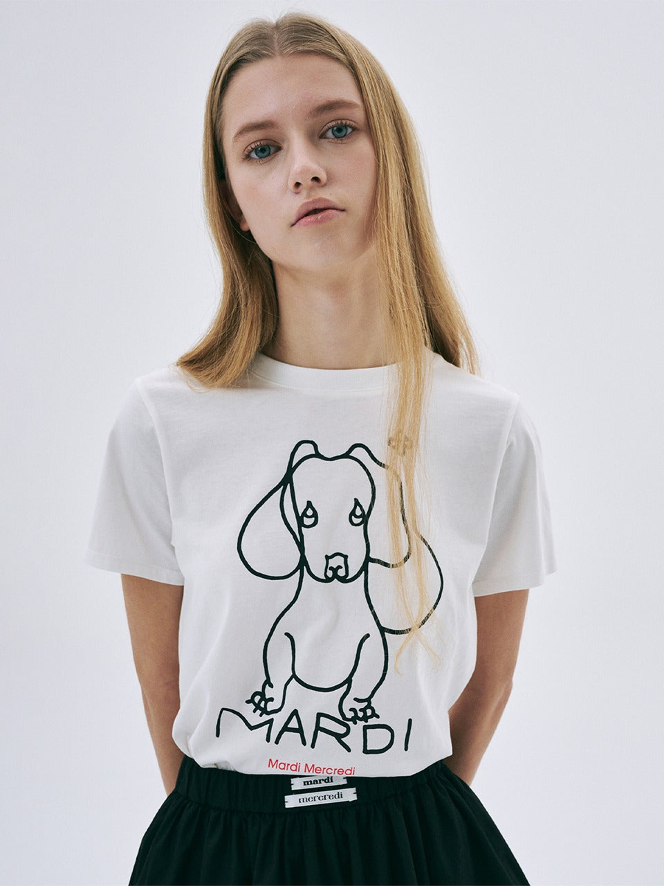 Mardi Mercredi - Slim Tshirt Ddanji Ch.02 (Ivory Black) product image 1 | TRAB K-Fashion Australia