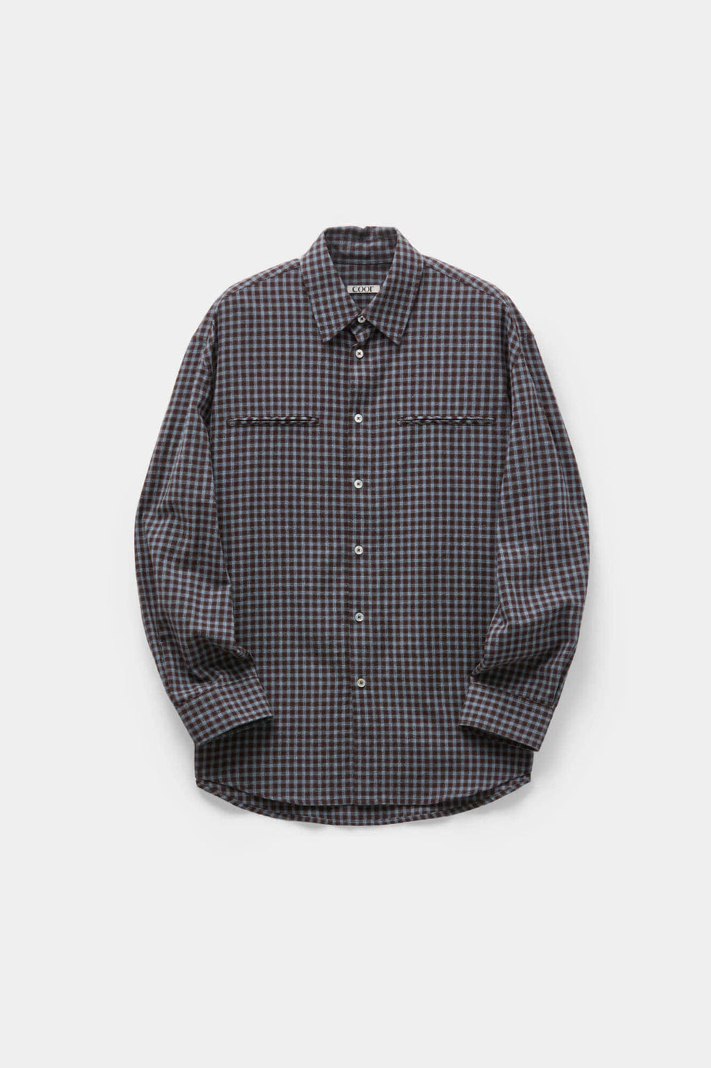 Coor - Double Welt Pocket Check Shirt (Burnt Brown Blue) product image 1 | TRAB K-Fashion Australia