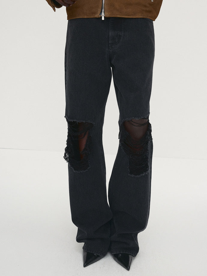 Tonywack - Straight-Leg Destroyed Denim Jeans (Washed Black) product image 5 | TRAB K-Fashion Australia