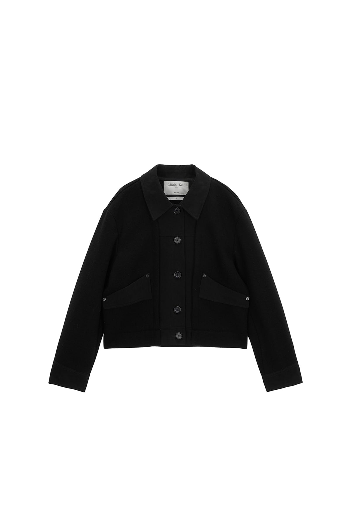 Matin Kim - Knit Mixed Trucker Jacket (Black) product image 1 | TRAB K-Fashion Australia