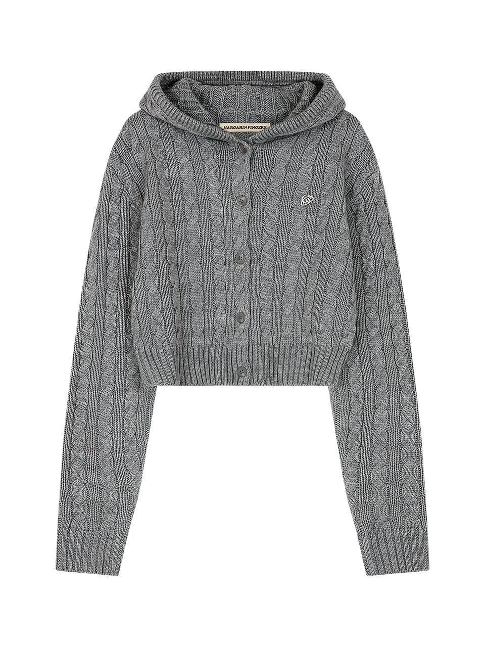 Margarin Fingers - Hoody Cable-Knit Cardigan (Grey) product image 2 | TRAB K-Fashion Australia
