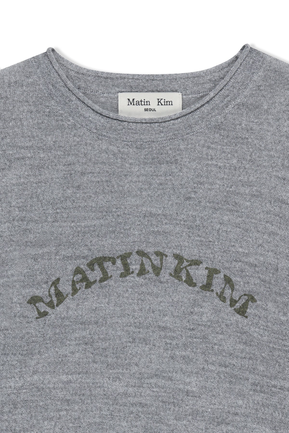 Matin Kim - Matin Sleeve Graphic Sheer Knit Pullover (Grey) product image 3 | TRAB K-Fashion Australia