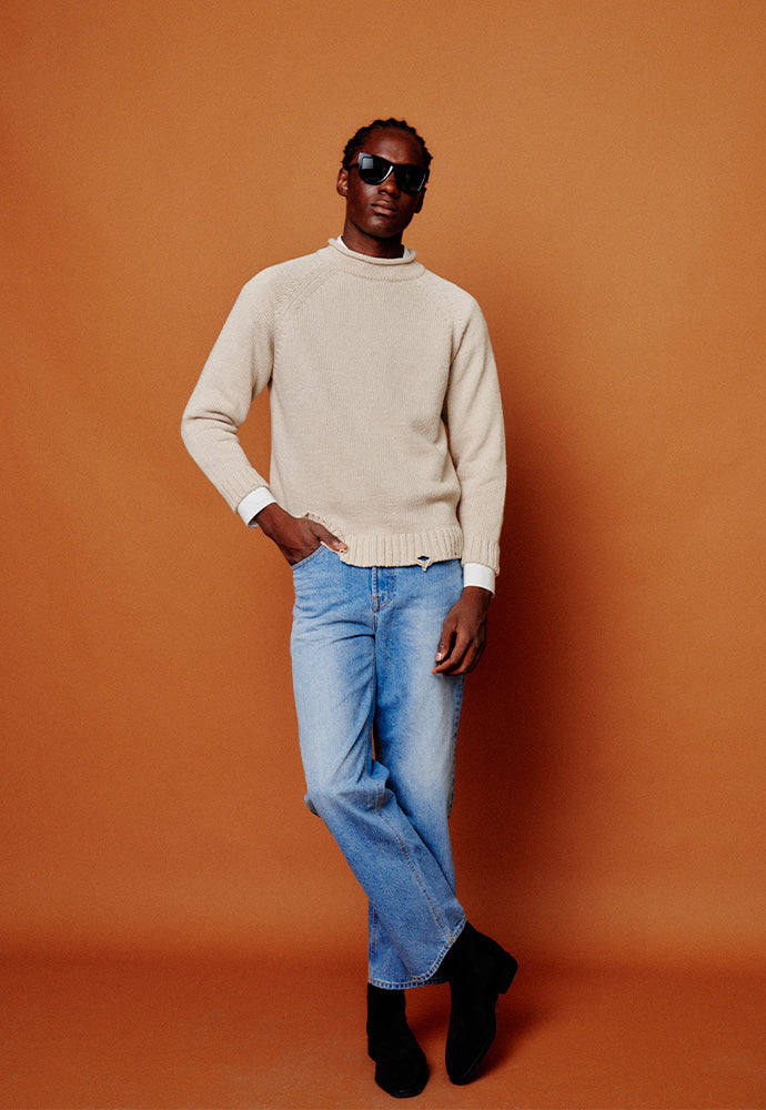 Tonywack - Raglan Rollneck Distressed Sweater (Clay Beige) product image 3 | TRAB K-Fashion Australia