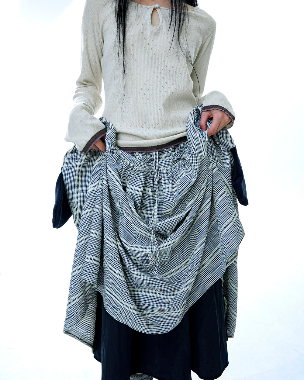 Coyseio - Wide Shirring Skirt (Navy) product image 6 | TRAB K-Fashion Australia