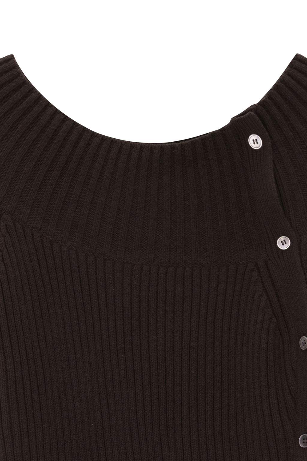 Matin Kim - One Shoulder Button Point Knit Dress (Dark Brown) product image 3 | TRAB K-Fashion Australia