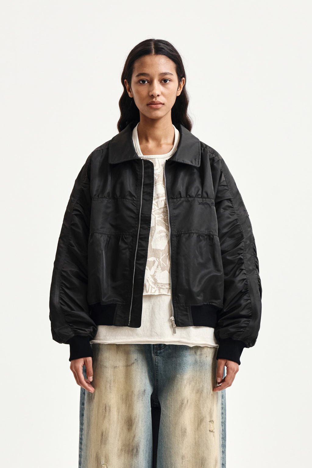 Matin Kim - Small Logo Shirring Jumper (Khaki) product image 5 | TRAB K-Fashion Australia