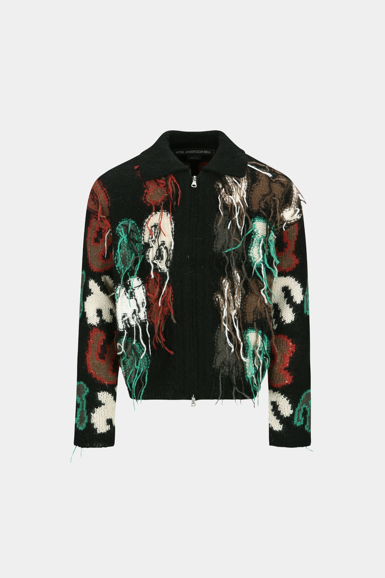 Andersson Bell - Rainbow Intarsia Zip-Up Cardigan (Black) product image 7 | TRAB K-Fashion Australia