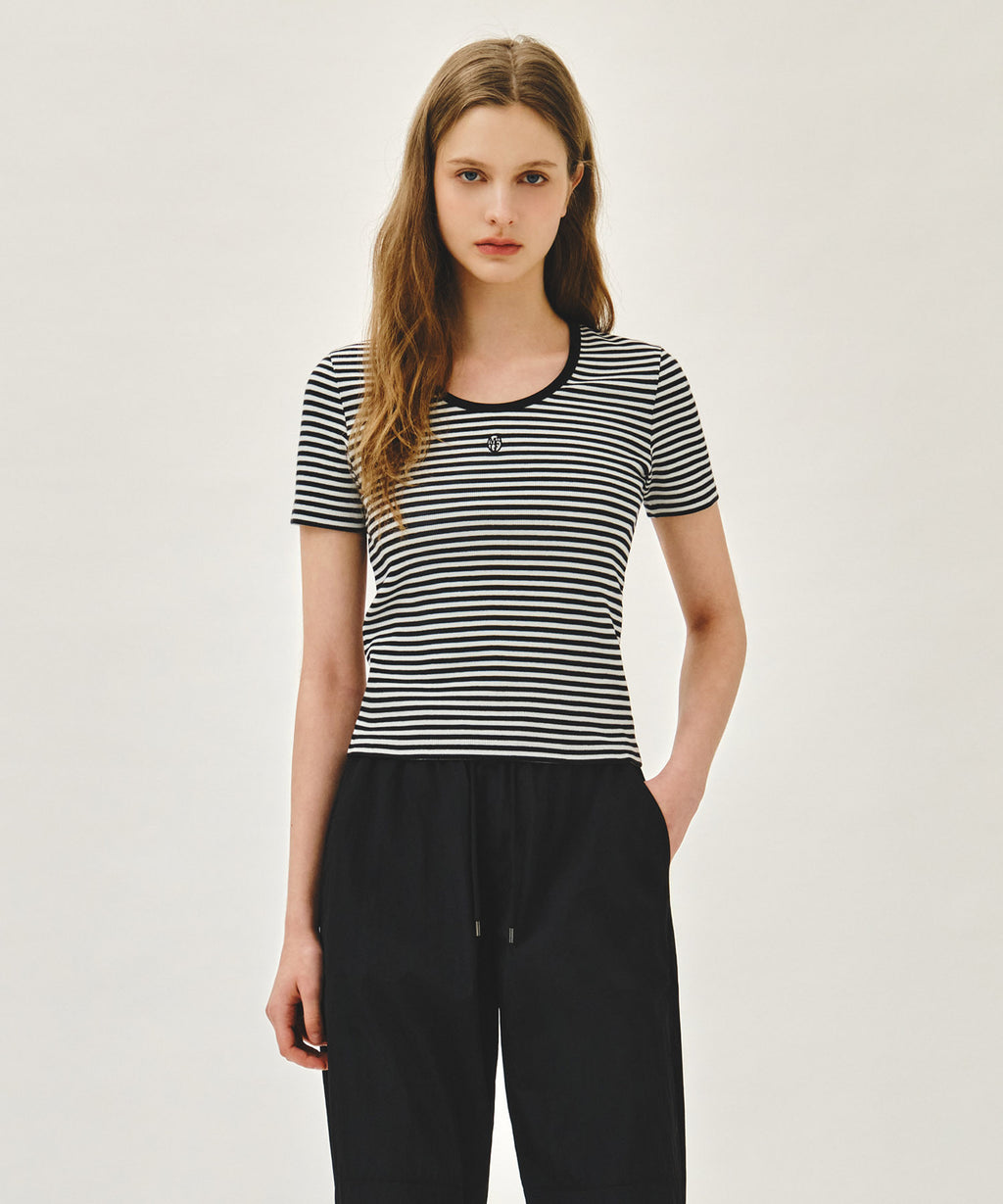 Marithe & Francois Girbaud - Deep Neck Ringer Tee (Black) product image 1 | TRAB K-Fashion Australia