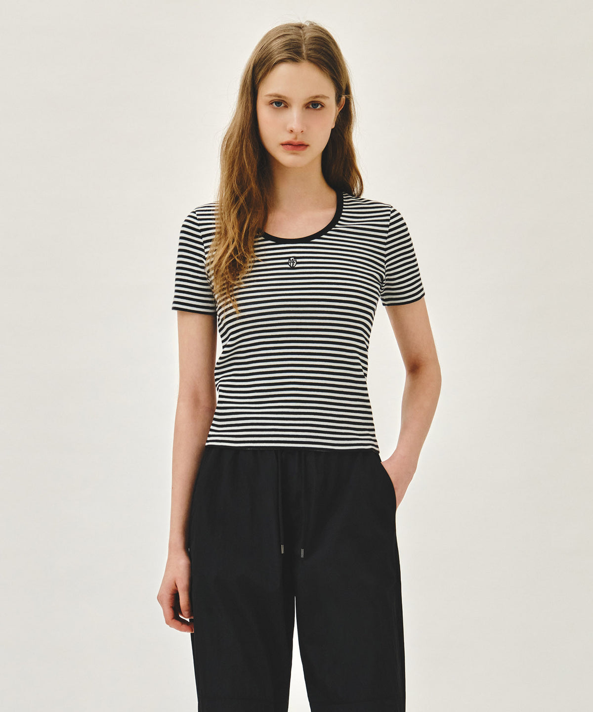 Marithe & Francois Girbaud - Deep Neck Ringer Tee (Black) product image 1 | TRAB K-Fashion Australia