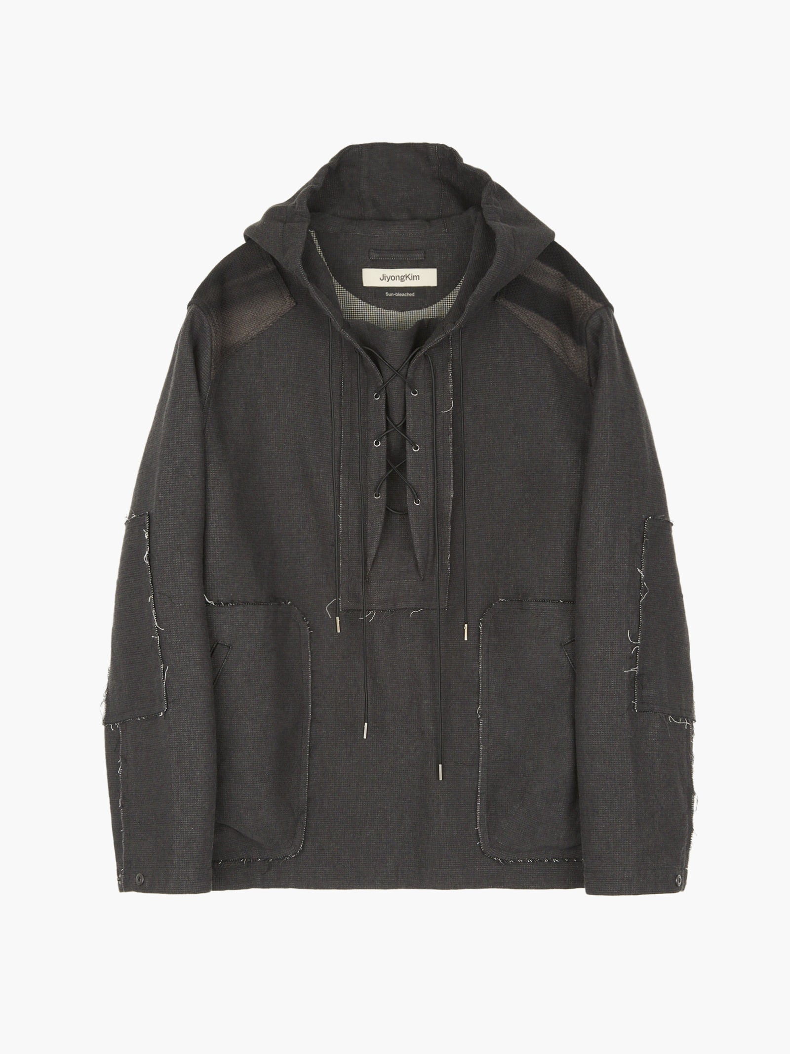 Jiyong Kim - Sun-Bleached Raw Edged Anorak (Black) product image 8 | TRAB K-Fashion Australia