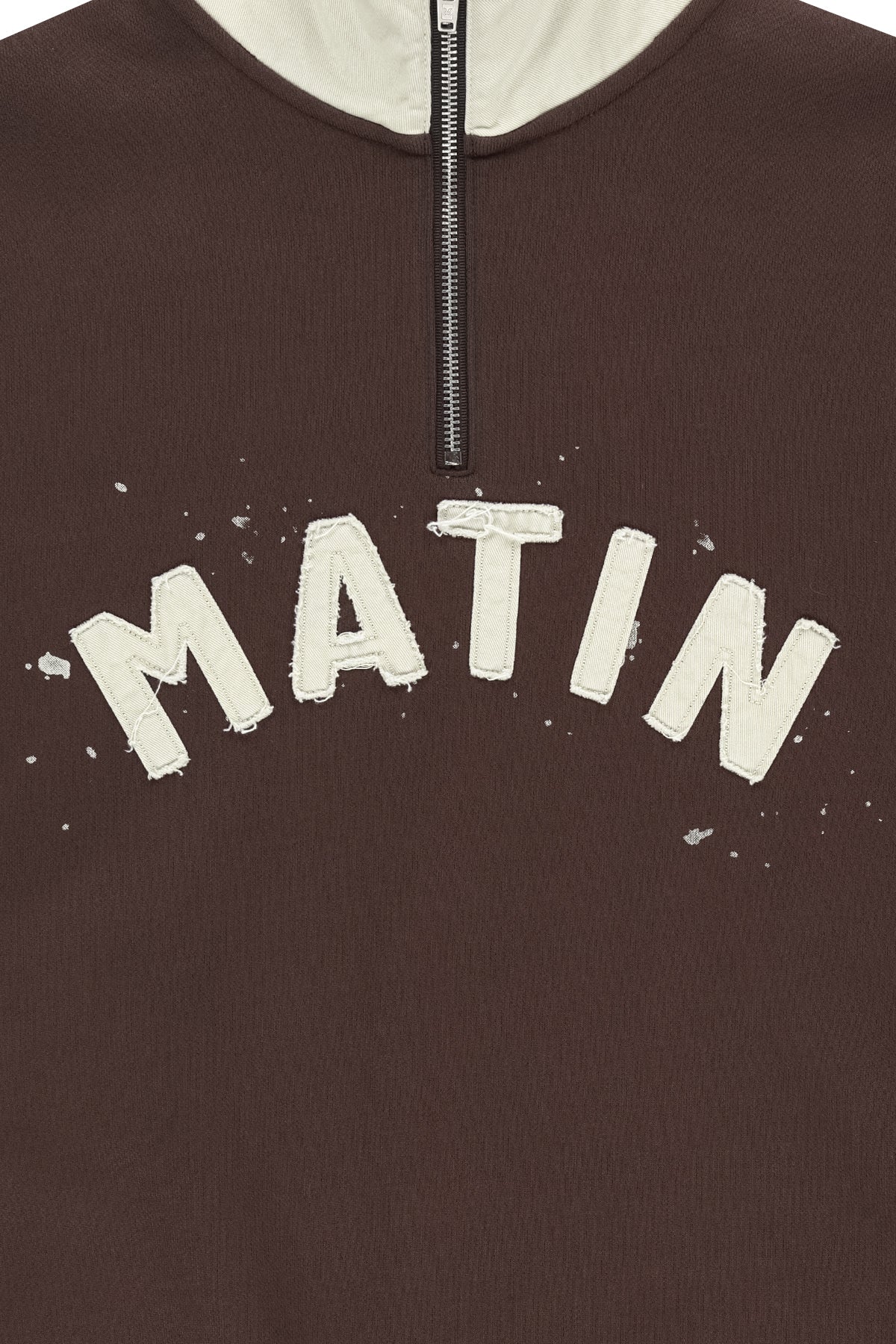 Matin Kim - Applique Logo Collar Quarter Zip Up (Brown) product image 5 | TRAB K-Fashion Australia