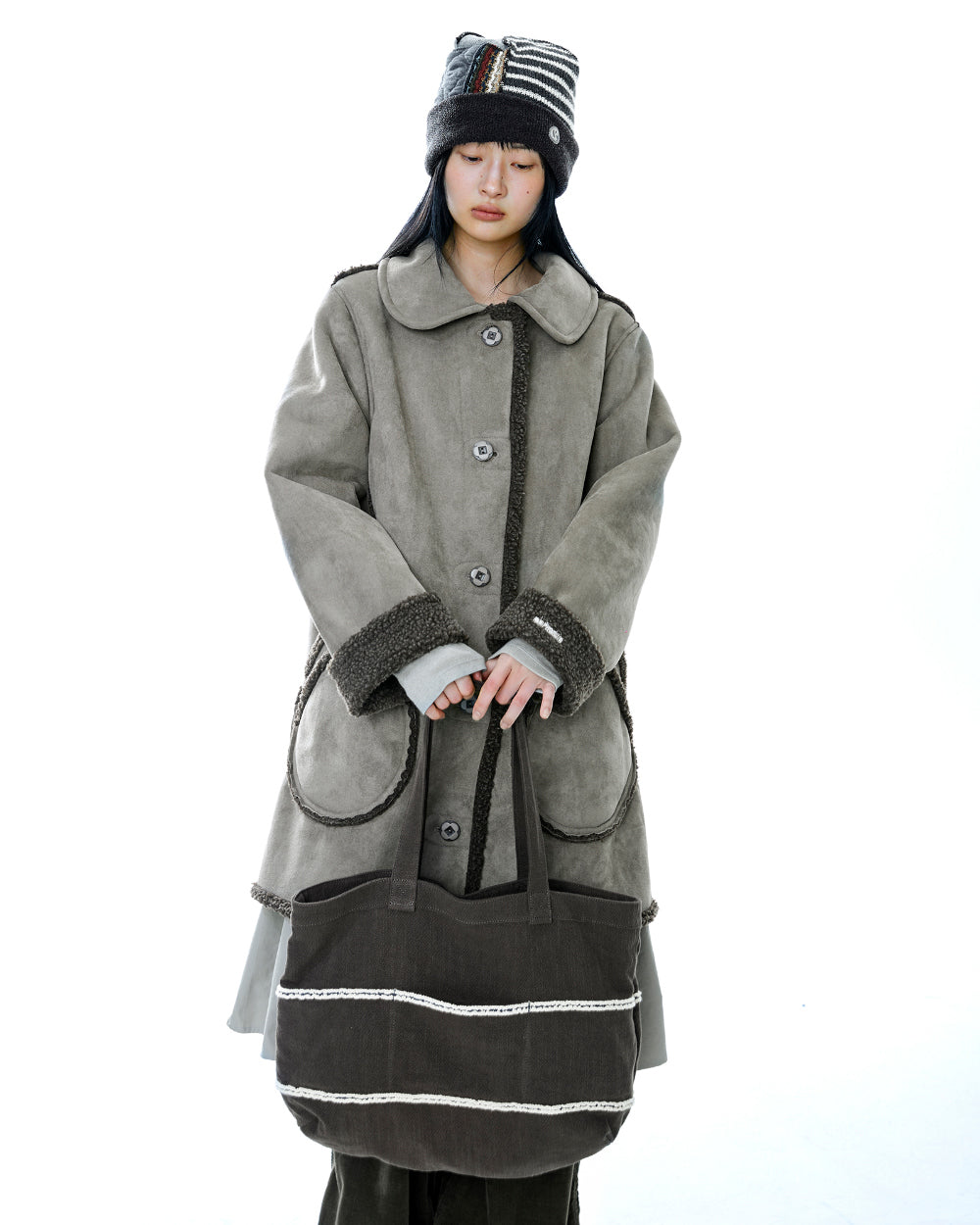 Coyseio - Round Collar Suede Jacket (Brown) product image 3 | TRAB K-Fashion Australia