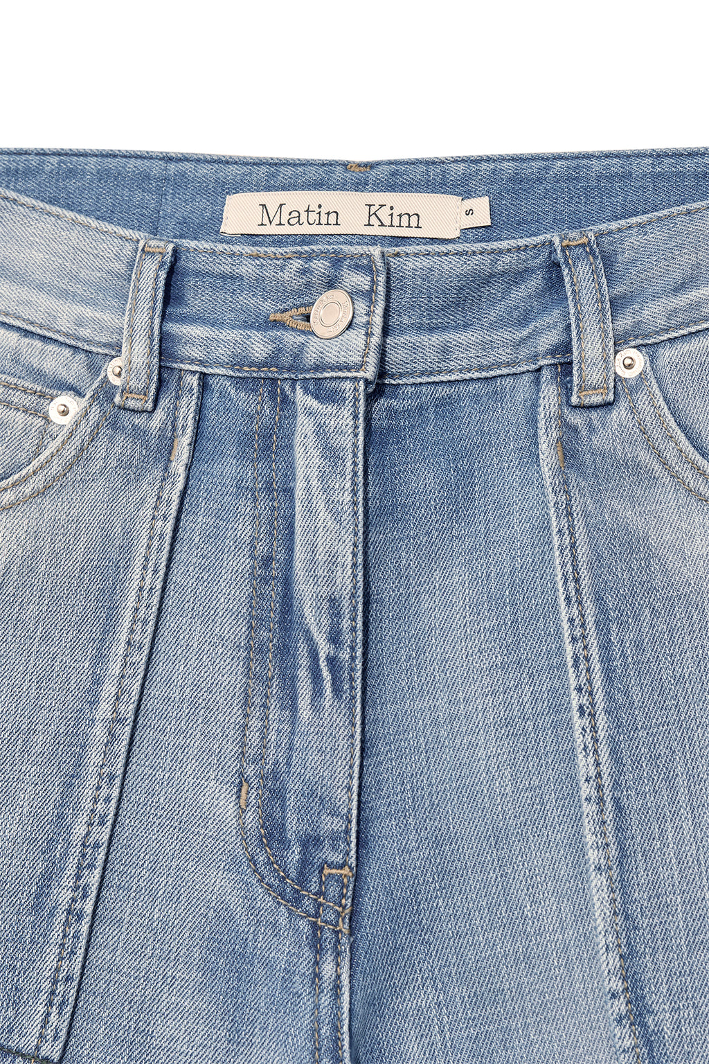 Matin Kim - Out Pocket Washed Denim Pants (Light Blue) product image 3 | TRAB K-Fashion Australia
