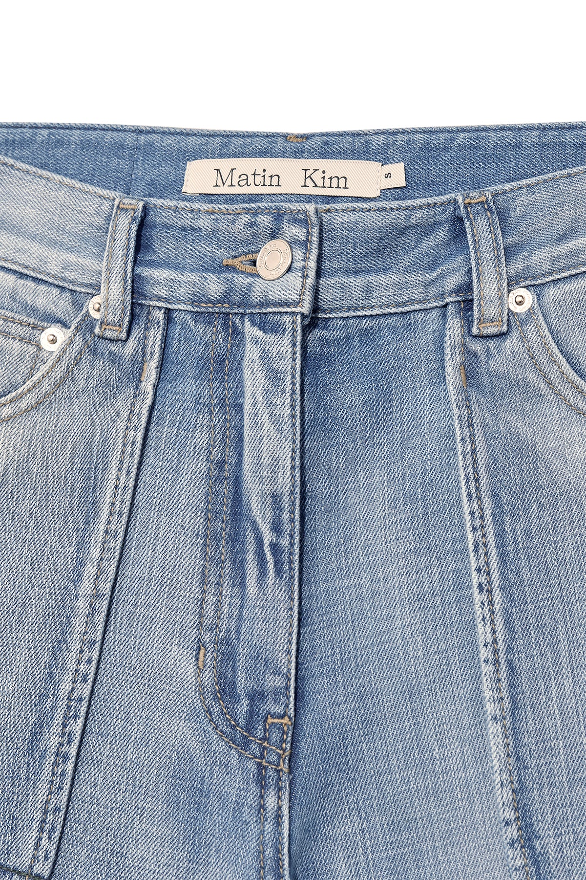 Matin Kim - Out Pocket Washed Denim Pants (Light Blue) product image 3 | TRAB K-Fashion Australia
