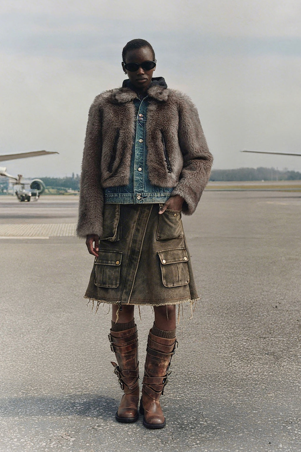 Andersson Bell - Fur On Denim Jacket (Grey) product image 2 | TRAB K-Fashion Australia