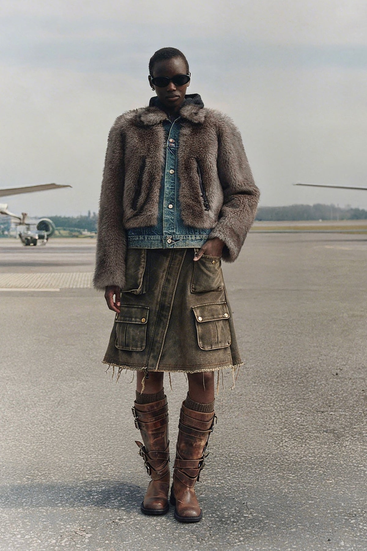 Andersson Bell - Fur On Denim Jacket (Grey) product image 2 | TRAB K-Fashion Australia
