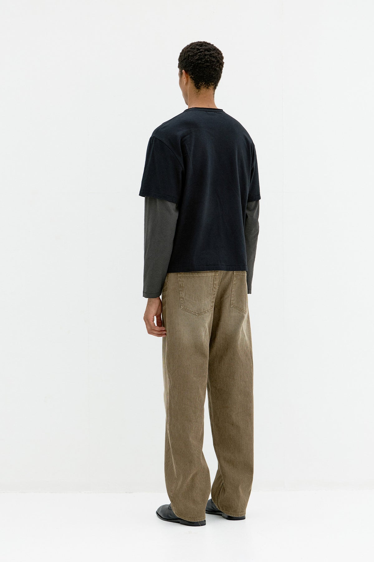 Coor - Layered Mix Cut Long Sleeve T-Shirt (Washed Black) product image 4 | TRAB K-Fashion Australia