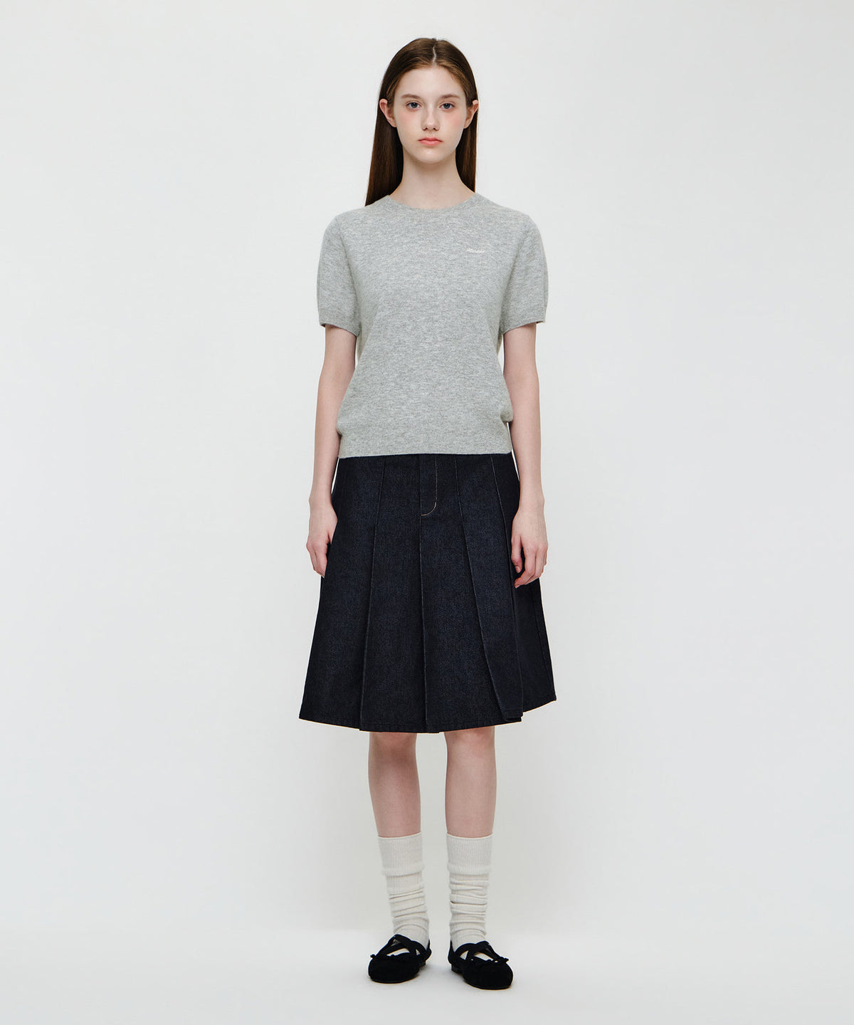 Marithe & Francois Girbaud - Small Classic Logo Round Neck Cardigan Set Up (Melange Gray) product image 6 | TRAB K-Fashion Australia