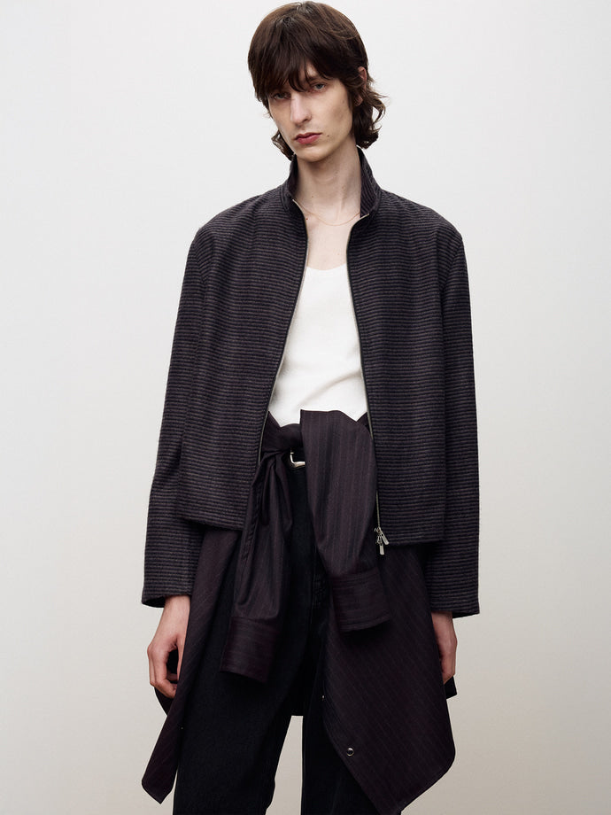 Tonywack - Brushed Stripe Full Zip Jumper (Purple Multi Stripe) product image 3 | TRAB K-Fashion Australia