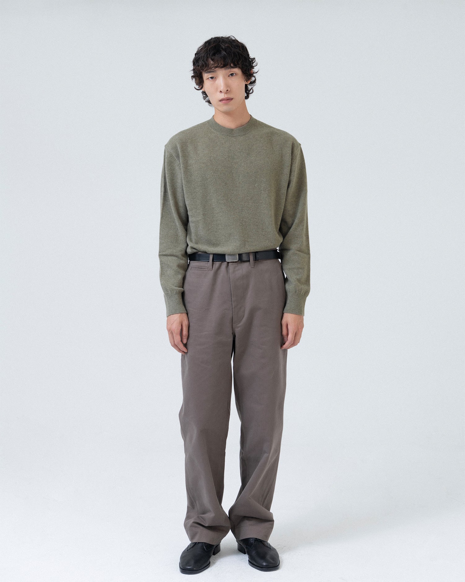 Brownyard - Extra Super Fine Crewneck Knit (Olive Grey) product image 1 | TRAB K-Fashion Australia