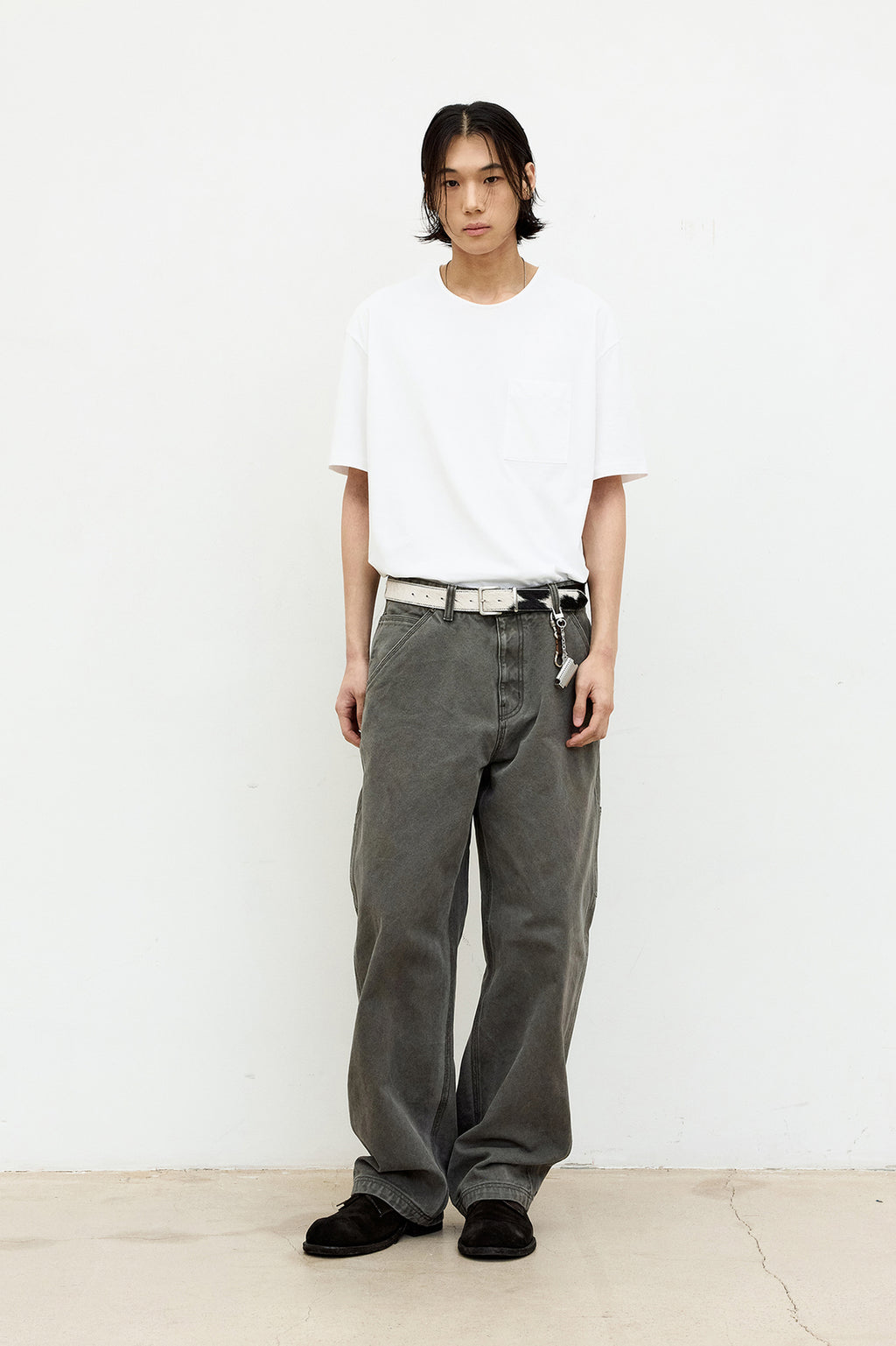 Coor - Supima Cotton Semi-Overfit U-Neck T-Shirt (White) product image 2 | TRAB K-Fashion Australia
