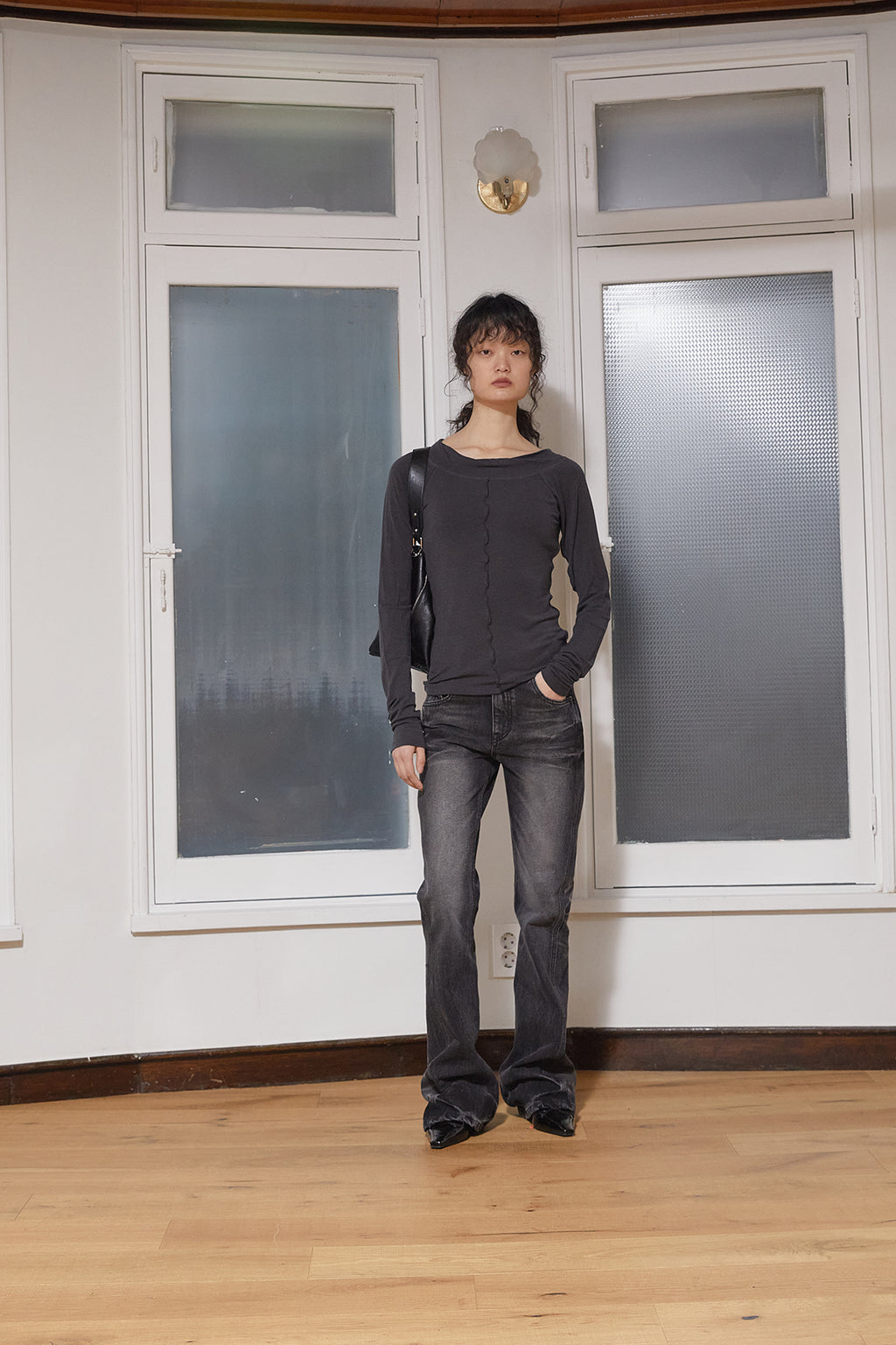 Matin Kim - Wide Neck Raglan Long Sleeve (Charcoal) product image 10 | TRAB K-Fashion Australia