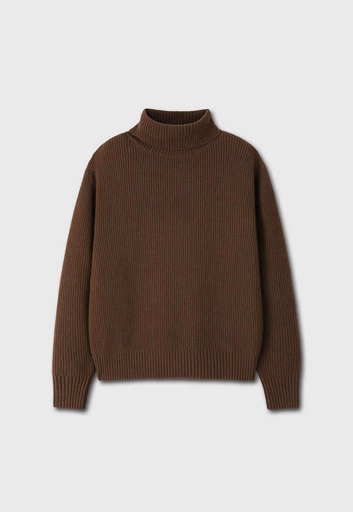 Tonywack - Hard Twist Wool Slit Turtleneck Knit (Brown) product image 7 | TRAB K-Fashion Australia