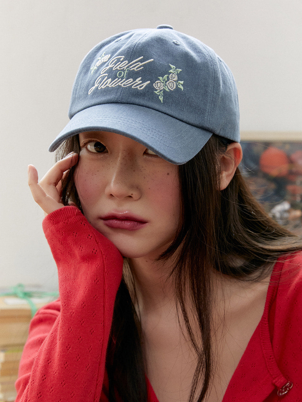 Margarin Fingers - [mf X Heeari] Flower Washing Ball Cap (Dark Blue) product image 2 | TRAB K-Fashion Australia