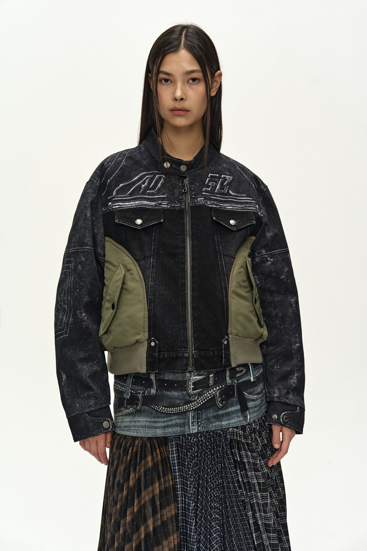 Andersson Bell - Nylon Patch Racing Denim Combo Jacket (Black) product image 5 | TRAB K-Fashion Australia