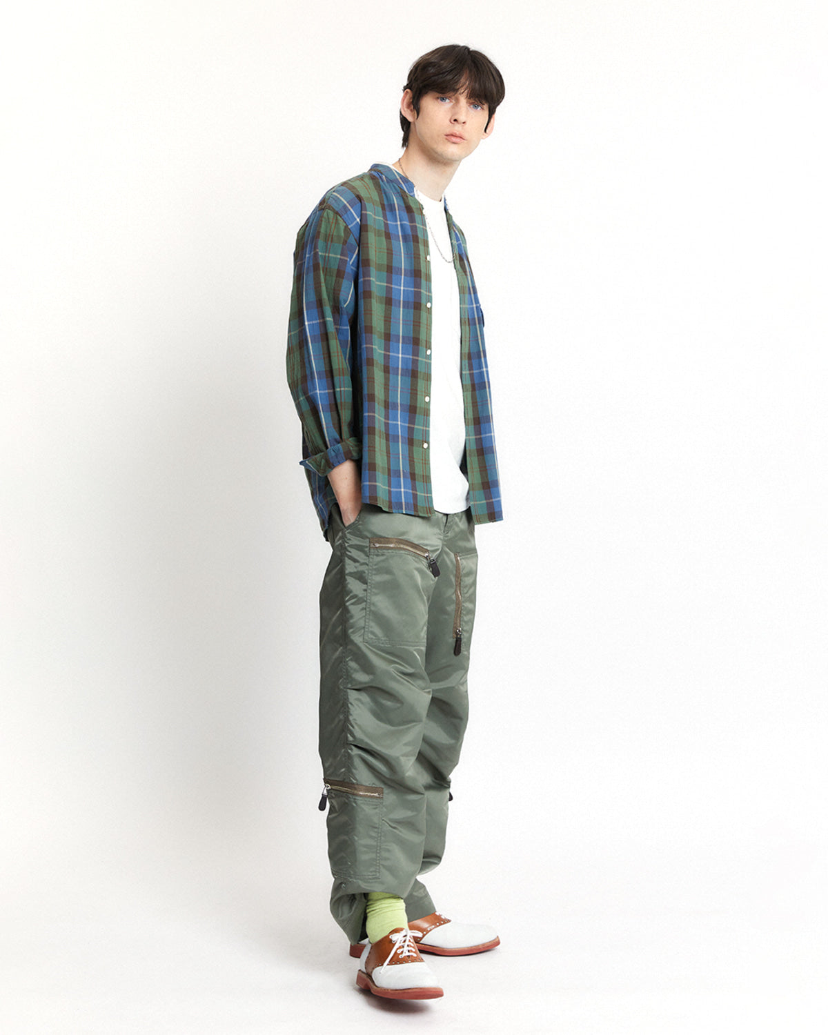 Eastlogue - Banded Collar Shirts (Blue & Green Madras) product image 4 | TRAB K-Fashion Australia