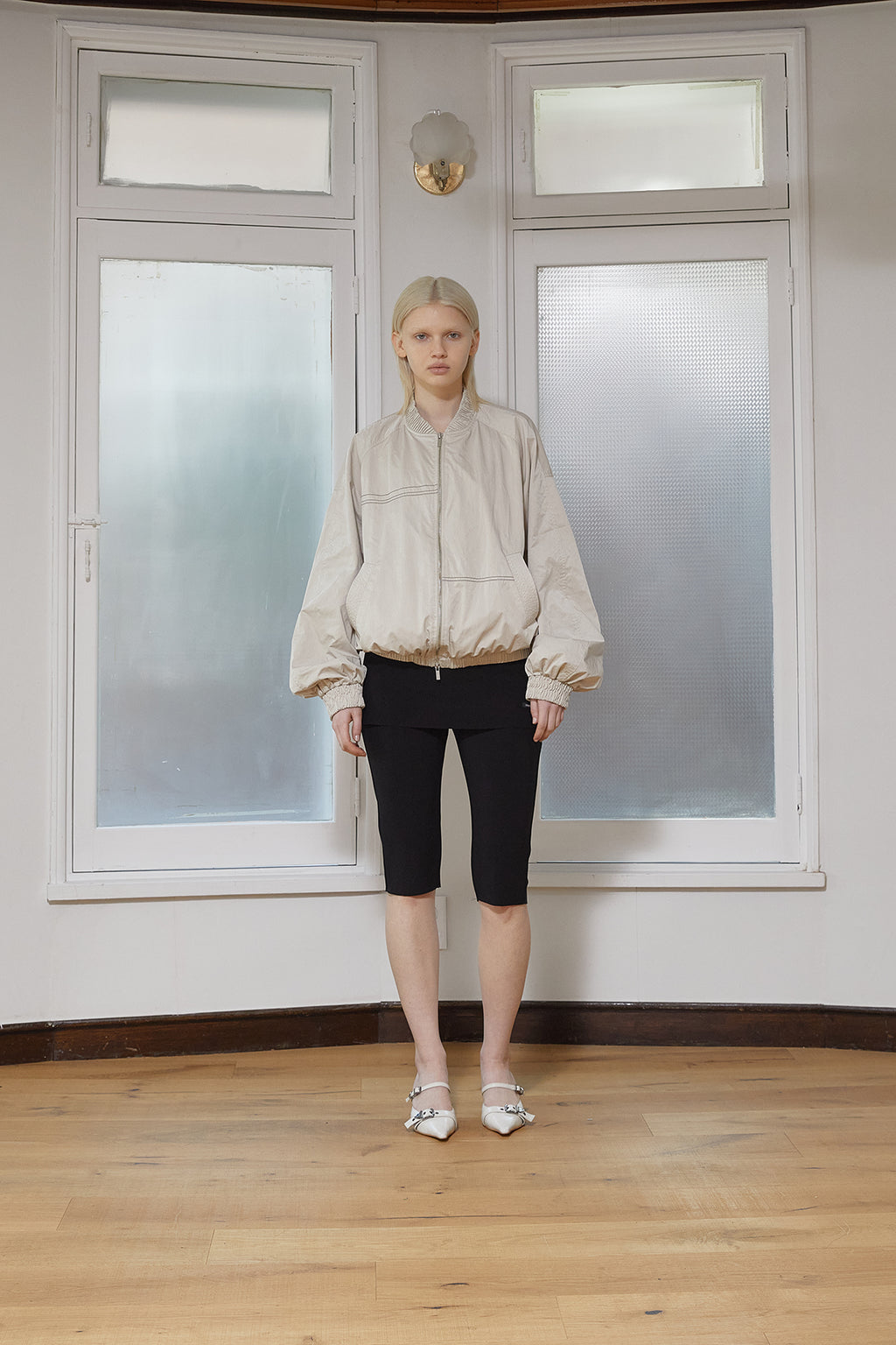 Matin Kim - Washed Volume Bomber Jumper (Beige) product image 11 | TRAB K-Fashion Australia