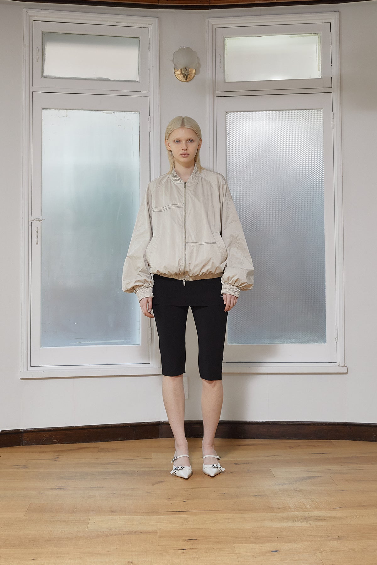 Matin Kim - Washed Volume Bomber Jumper (Beige) product image 11 | TRAB K-Fashion Australia