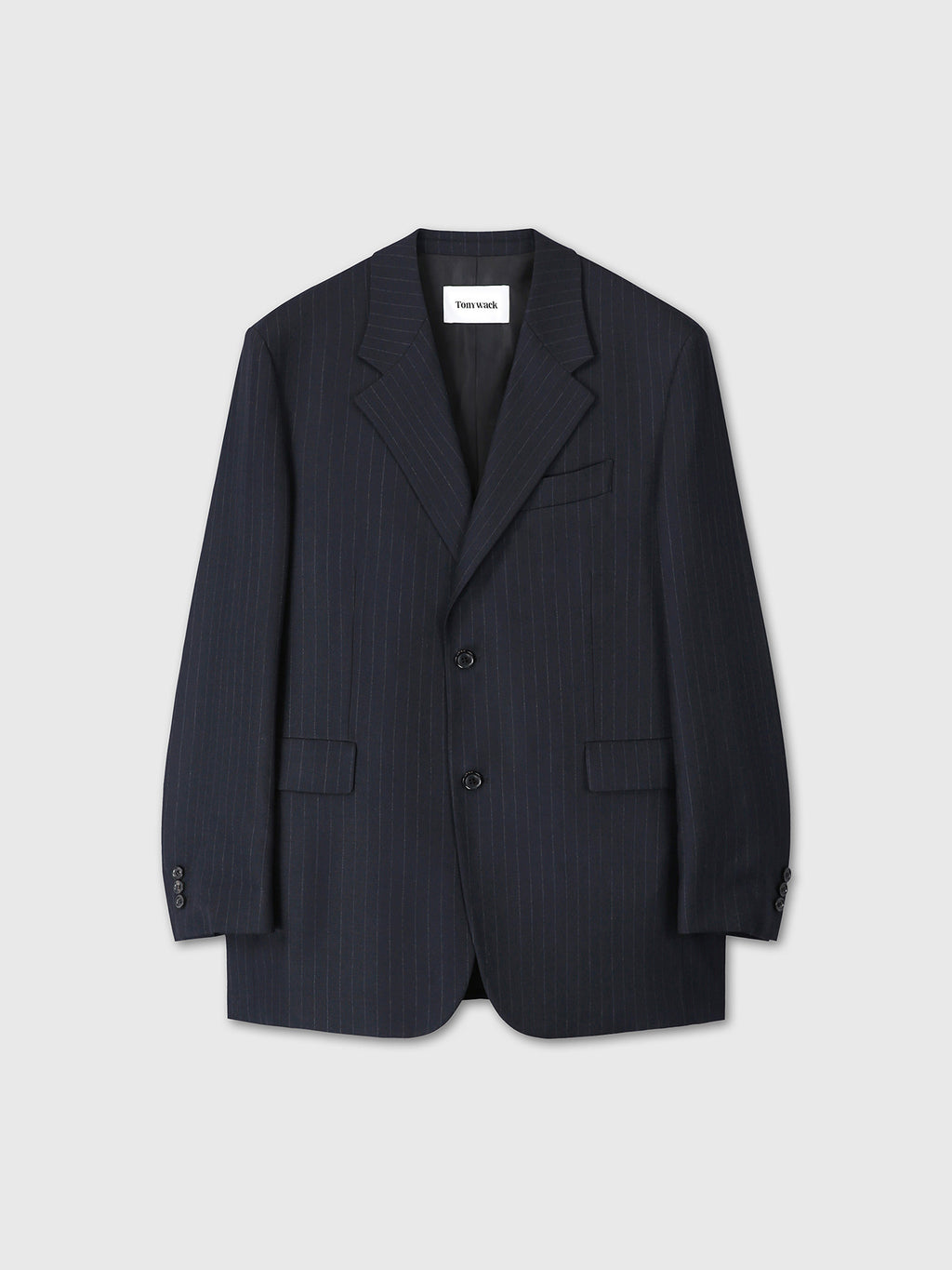 Tonywack - Pinstriped Wool Blend Relaxed Tailored Jacket (Navy Pinstripe) product image 9 | TRAB K-Fashion Australia