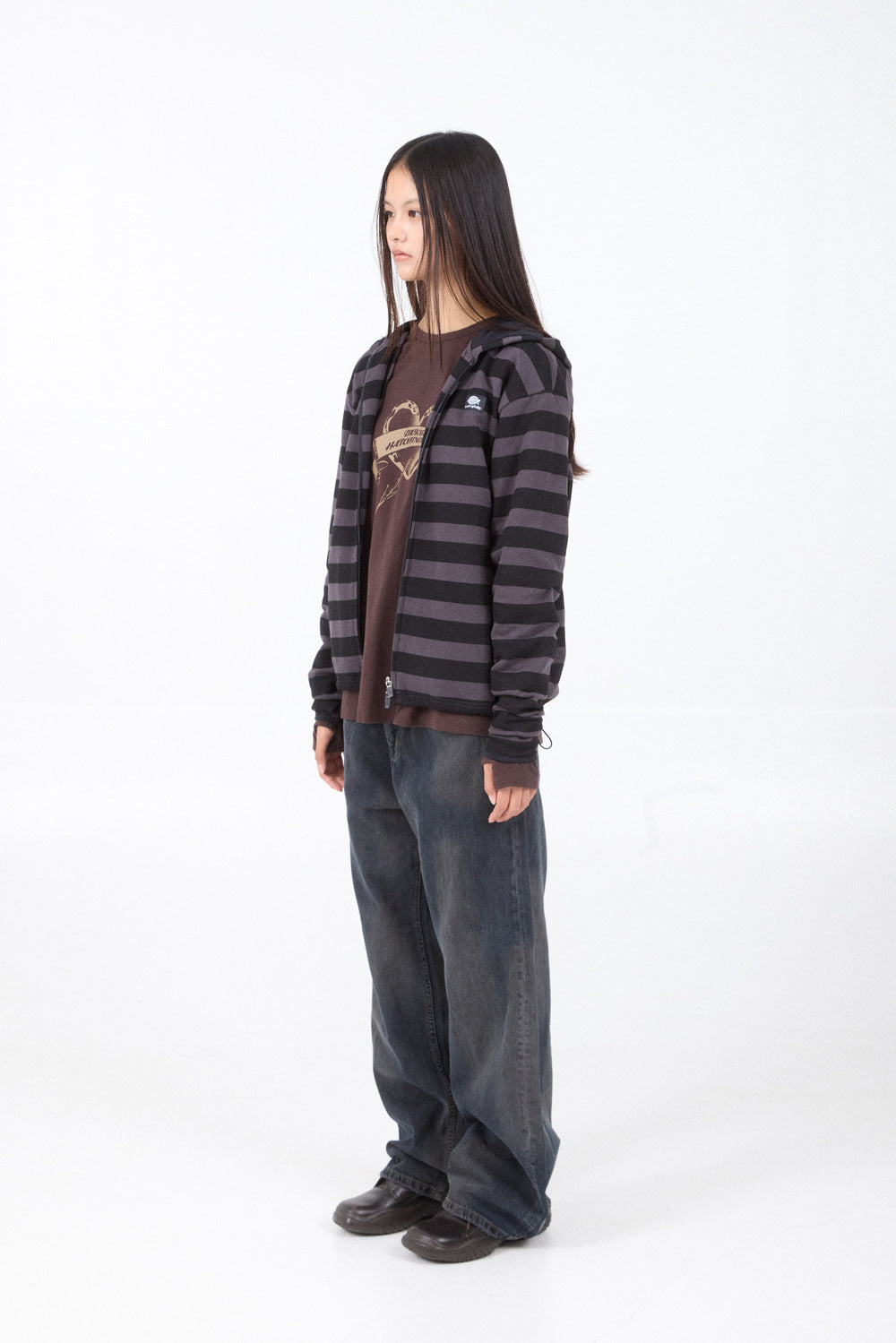 Hatchingroom - Zip Hoodie Stripe (Purple Charcoal/Black) product image 6 | TRAB K-Fashion Australia