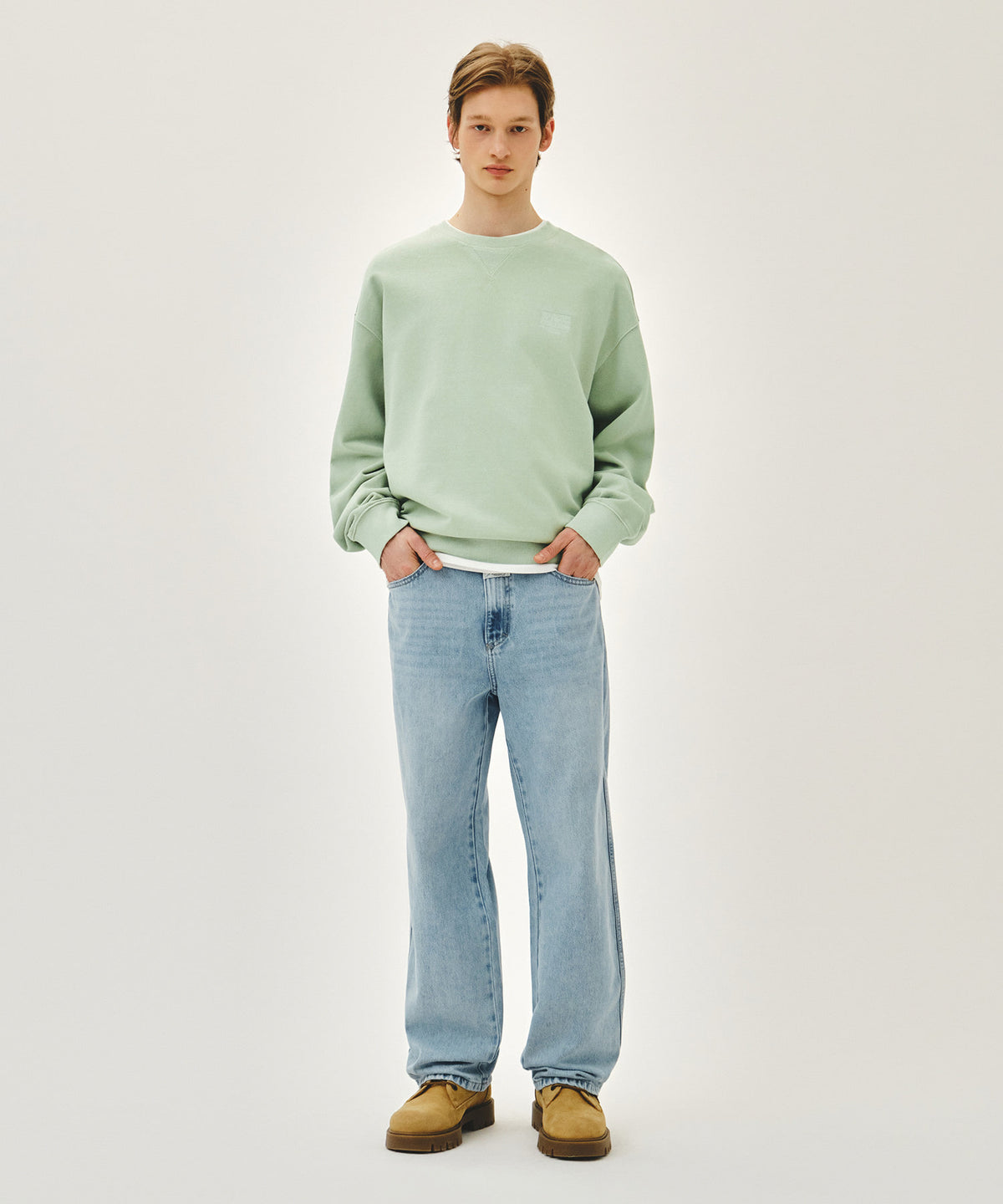 Marithe & Francois Girbaud - Outline Classic Logo Dyeing Oversized Sweatshirt (Mint) product image 5 | TRAB K-Fashion Australia