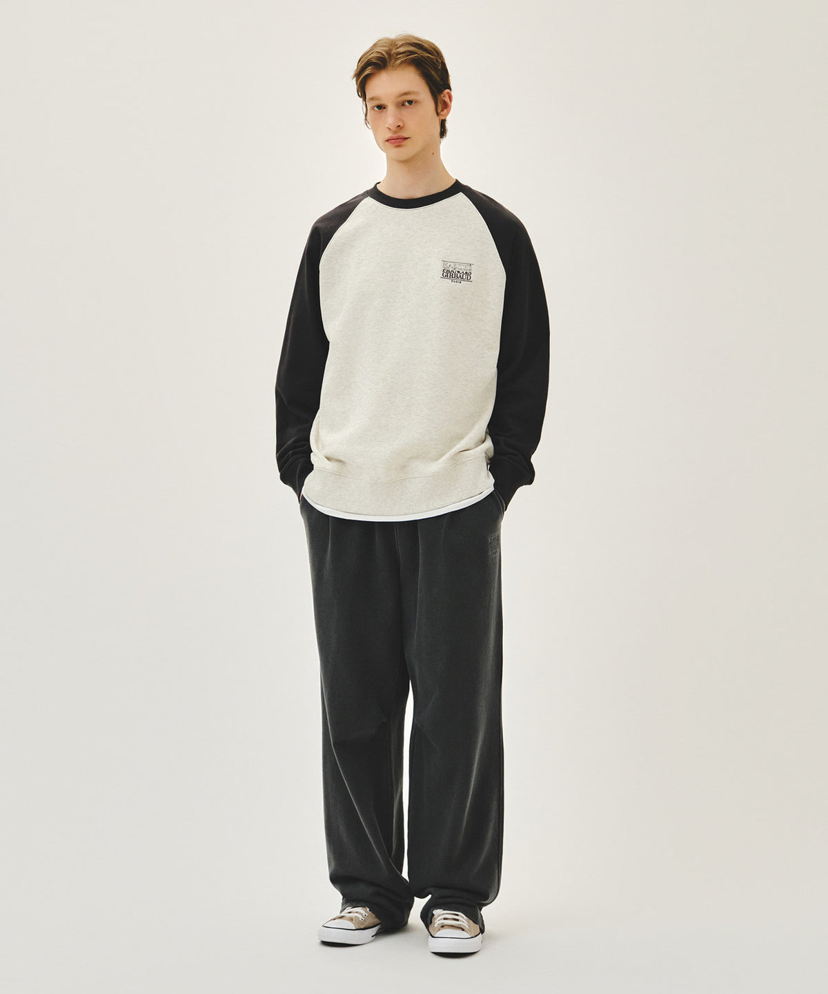 Marithe & Francois Girbaud - Small Classic Logo Color Block Sweatshirt (Charcoal) product image 5 | TRAB K-Fashion Australia
