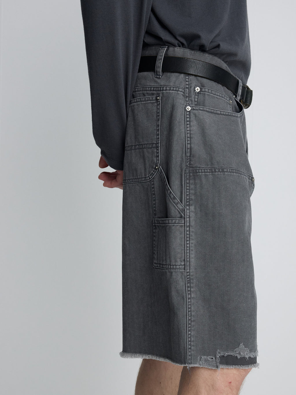 Tonywack - Hand Distressed Hbt Double Knee Shorts (Faded Carbon) product image 7 | TRAB K-Fashion Australia