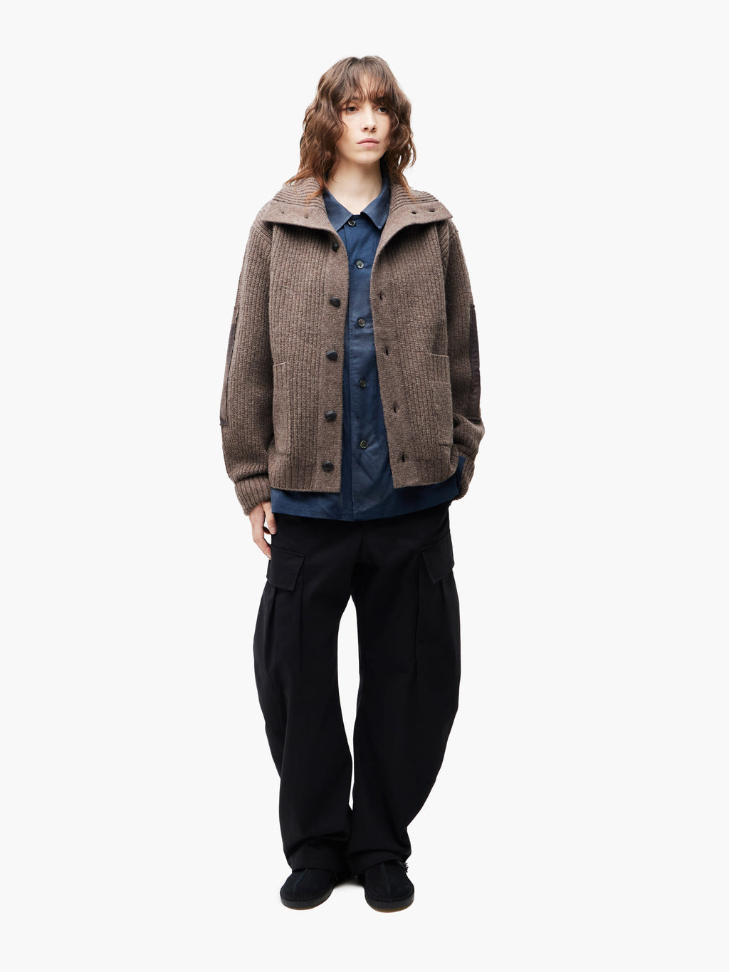 Jiyong Kim - Sun-Bleached Wide Collar Knit Cardigan (Brown) product image 3 | TRAB K-Fashion Australia