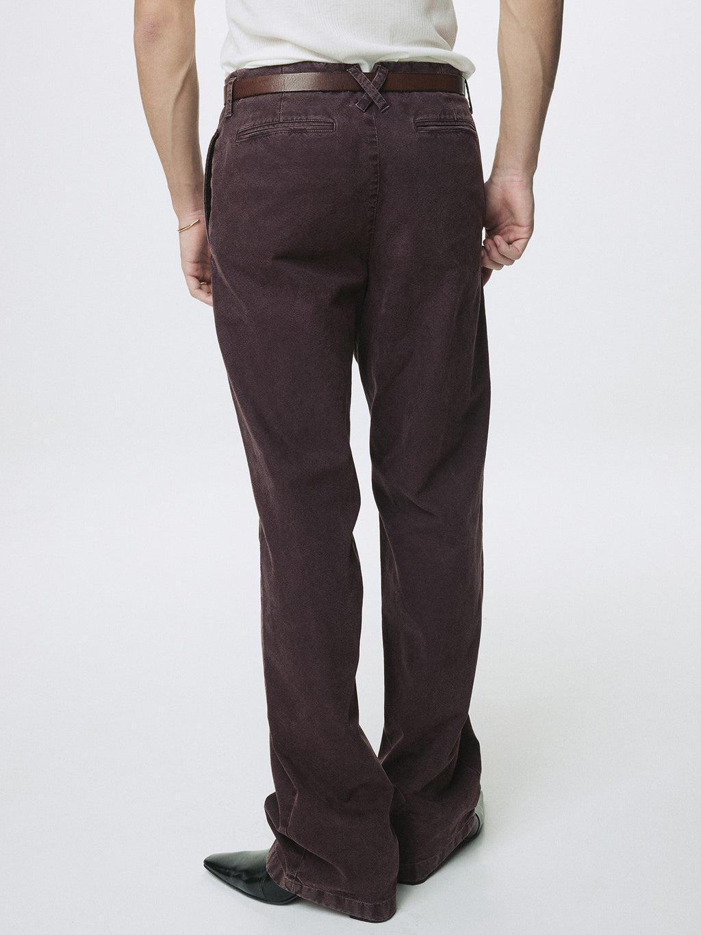 Tonywack - Garment Dyed Cotton Straight Pants (Faded Burgundy) product image 4 | TRAB K-Fashion Australia