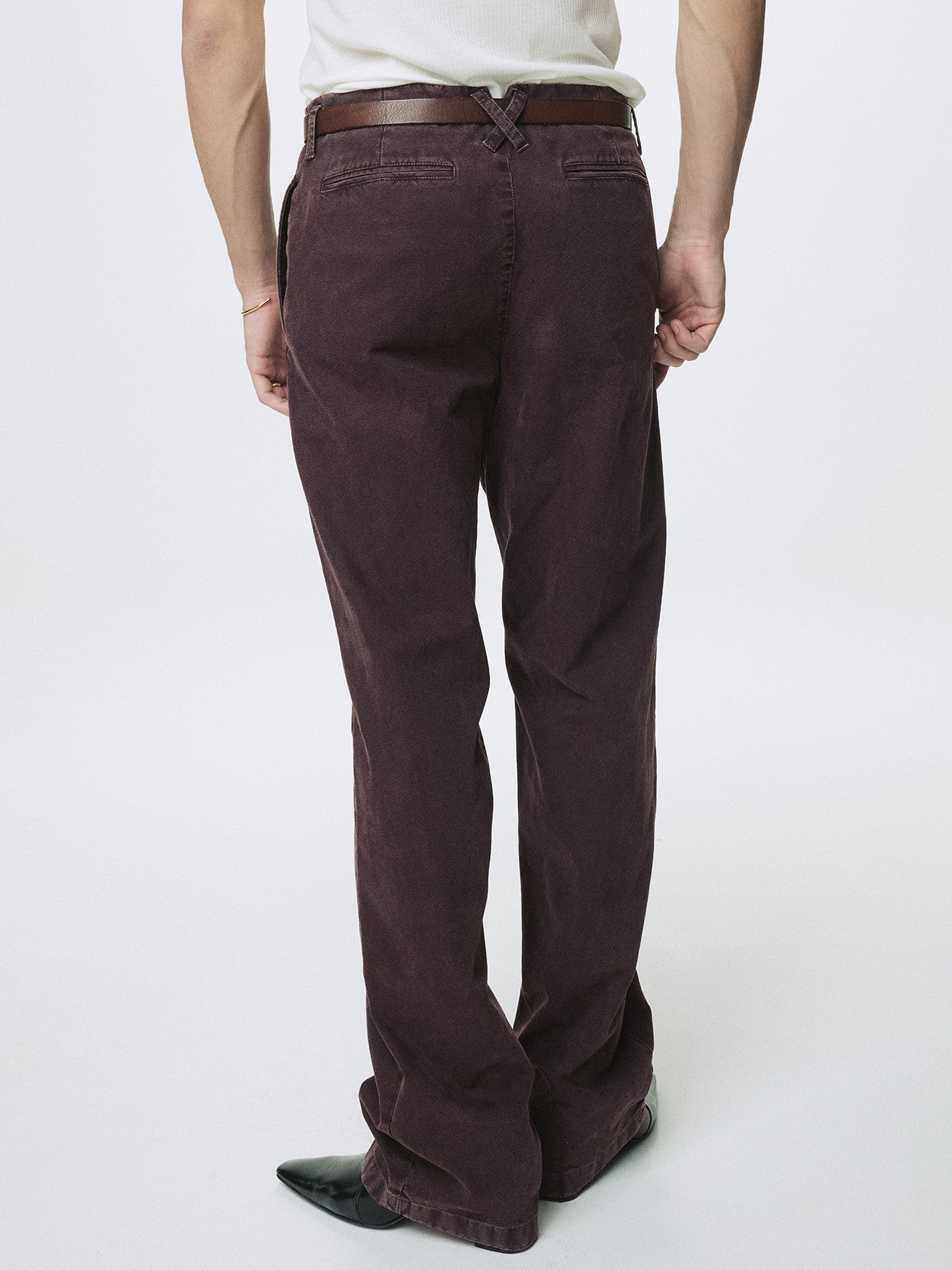 Tonywack - Garment Dyed Cotton Straight Pants (Faded Burgundy) product image 4 | TRAB K-Fashion Australia