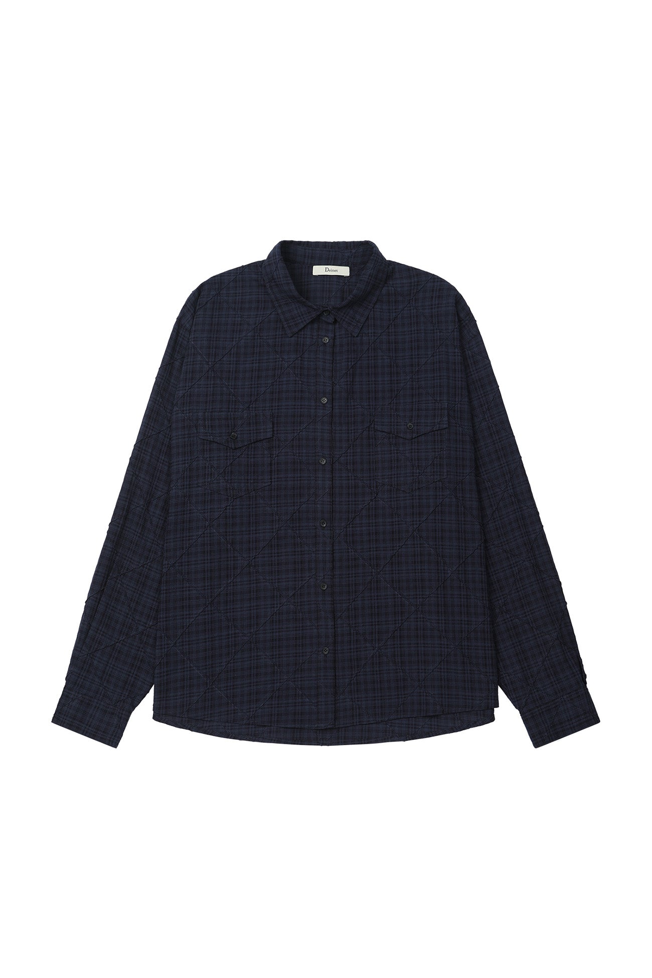 Deinet - Double Checkered Overfit Shirt (Navy) product image 10 | TRAB K-Fashion Australia
