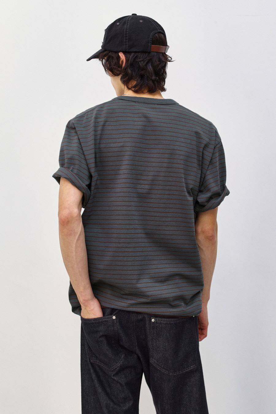 Insilence - Striped T-shirt (Charcoal) product image 5 | TRAB K-Fashion Australia
