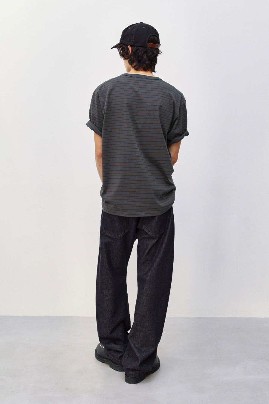 Insilence - Striped T-shirt (Charcoal) product image 4 | TRAB K-Fashion Australia