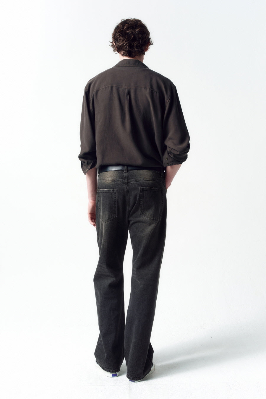 Insilence - Tencel gabardine open-collar shirt (Dark Brown) product image 5 | TRAB K-Fashion Australia
