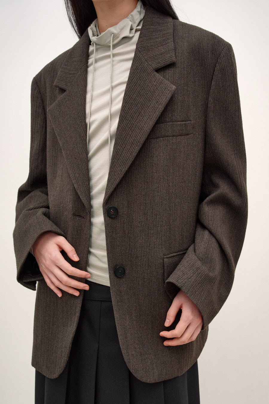 Insilence - Oversize Wool Blazer (Brown) product image 2 | TRAB K-Fashion Australia