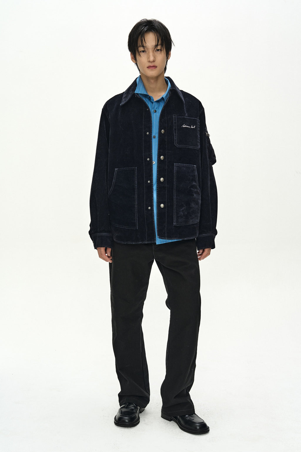 Andersson Bell - Flock Velvet Padded Shirt (Navy) product image 2 | TRAB K-Fashion Australia