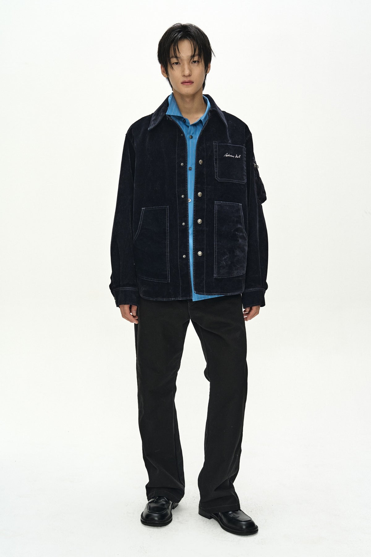 Andersson Bell - Flock Velvet Padded Shirt (Navy) product image 2 | TRAB K-Fashion Australia