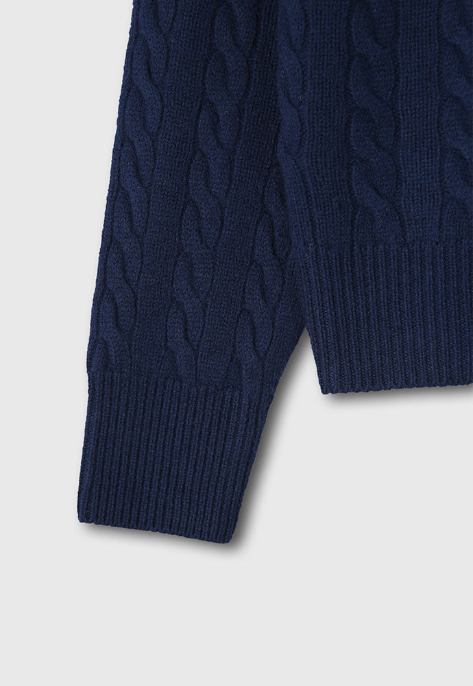 Tonywack - Super Fine Wool Cable Knit Zip-Up (Navy Blue) product image 9 | TRAB K-Fashion Australia