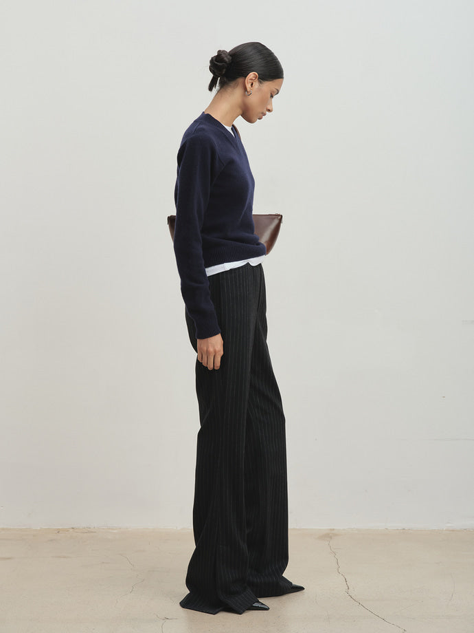 Tonywack - Striped Wool Flared Trousers (Black Stripe) product image 4 | TRAB K-Fashion Australia
