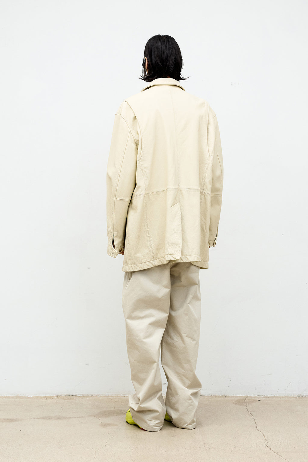 Coor - Washed Cow Leather Car Coat (Cream Beige) product image 4 | TRAB K-Fashion Australia